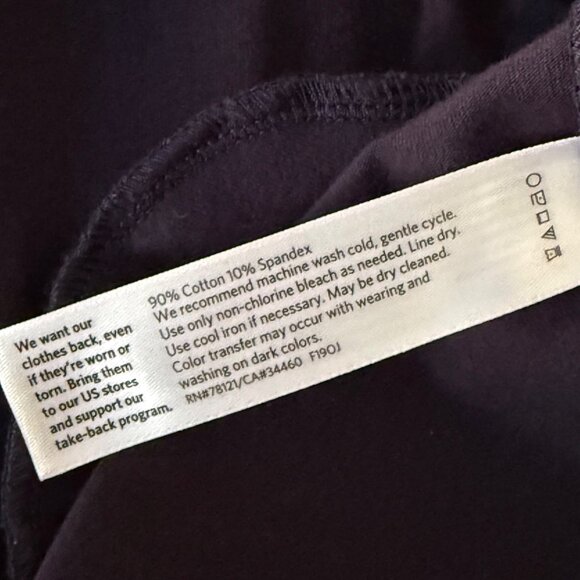 SMALL Eileen Fisher Navy Blue Knit V Neck Elbow Length Short Sleeve Dress - Picture 9 of 9